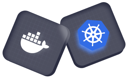 docker と kubernetes のロゴを並べた