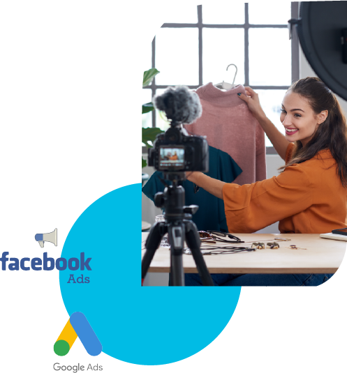 Facebook-and-Google-ads-content-creation girl creating facebook and Google ads